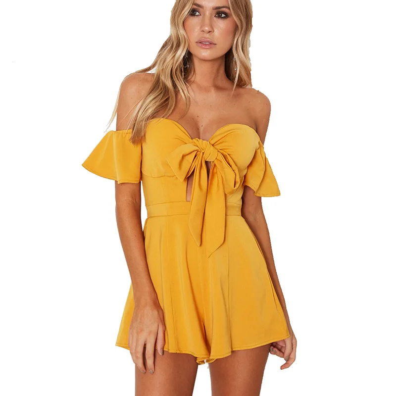

2020 Hot selling women off shoulder summer short pants women clothing bodycon ladies Jumpsuit