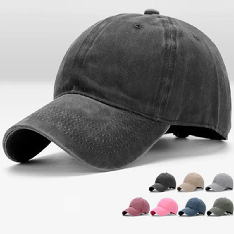

YD151 Women Man Custom Summer Outdoor Solid Color Sun Dad Hat Peaked Baseball Cap Sunshade Washed Distressed Jean Sports Hats