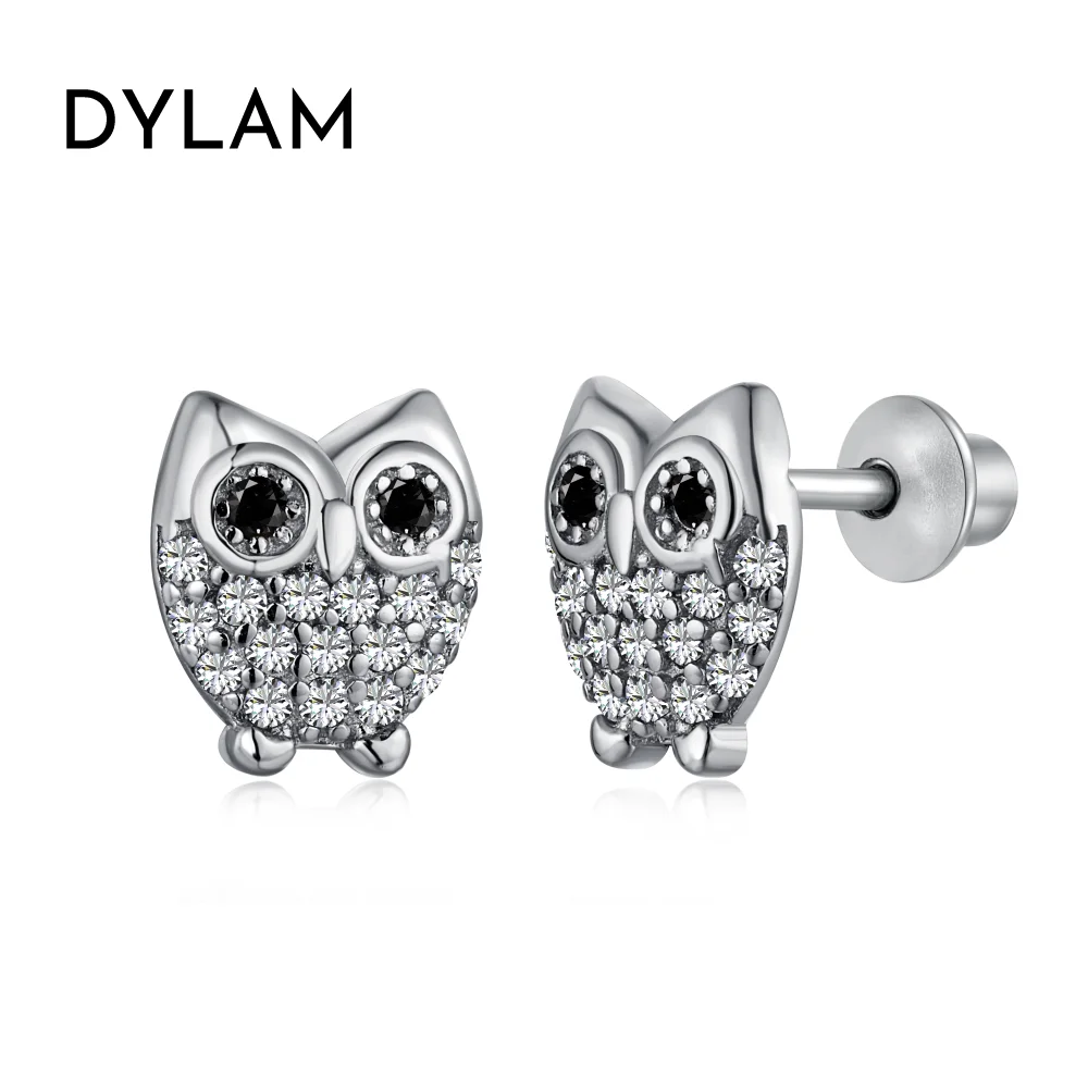 

Dylam New Arrival Hypoallergenic Nickel Free 925 Sterling Silver Kid Children 5A CZ Cubic Zirconia Tiny Owl Stud Earrings