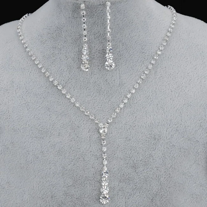 

JM Luxury simple classly Bridal necklace sets for women american diamond zirconia jewelry sets