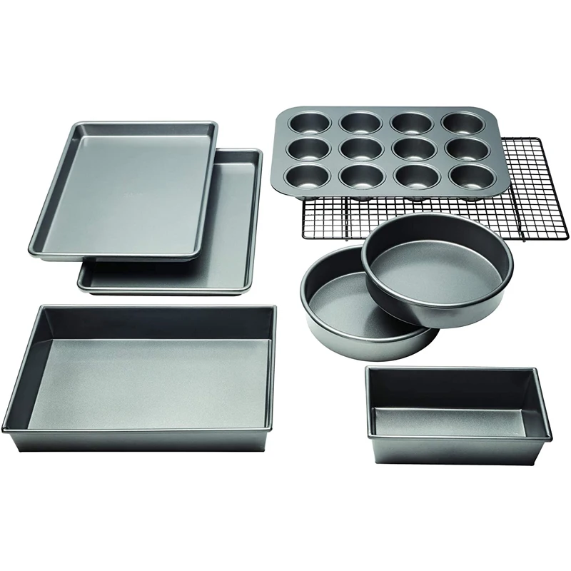 

Silver Professional Non-stick Carbon Steel 8-piece Bakeware Sets Bakeware