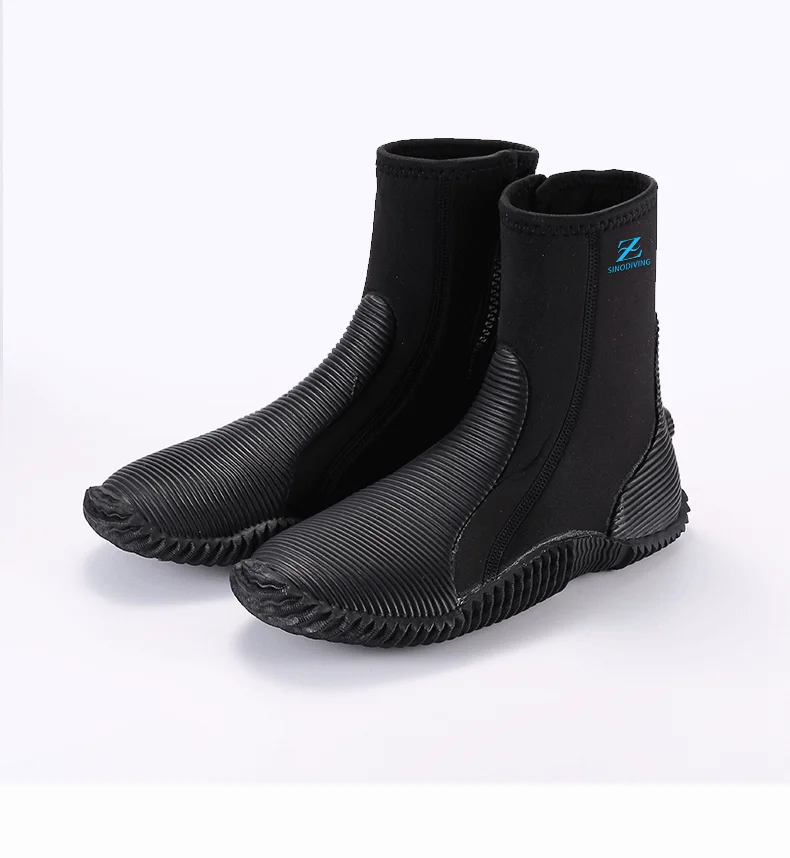 Sinodiving Premium 5mm Neoprene Wetsuit Diving Shoes Waterproof Swimming Boots for Men and Women Black Color