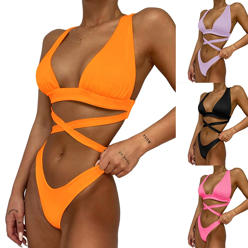 

2022 Custom Logo Bikini Set Sexy High Quality Girl Swimming Woman Swimwear Micro Bikini Swimsuit Designer Bathing Suits