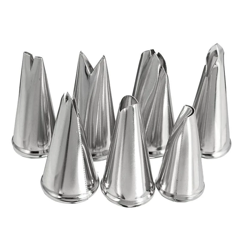 

small size 7pcs leaves decorating mouth 304 stainless steel best seller nozzle tip cake decoration tools set, As picture