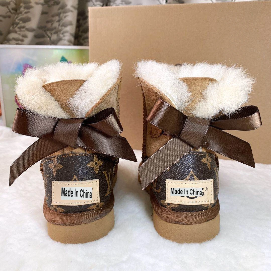 

New product wholesale fashion ladies real sheepskin sheepskin 2 bow Bailey shoes multicolor women winter snow boots boots, Customized color