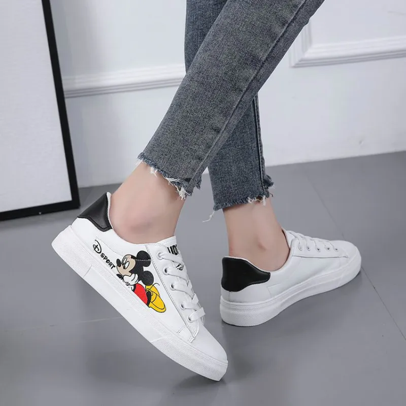 

Disney spring new white shoesboys cartoon Mickey mouse girls thick bottom stitching Mickey casual sports shoes