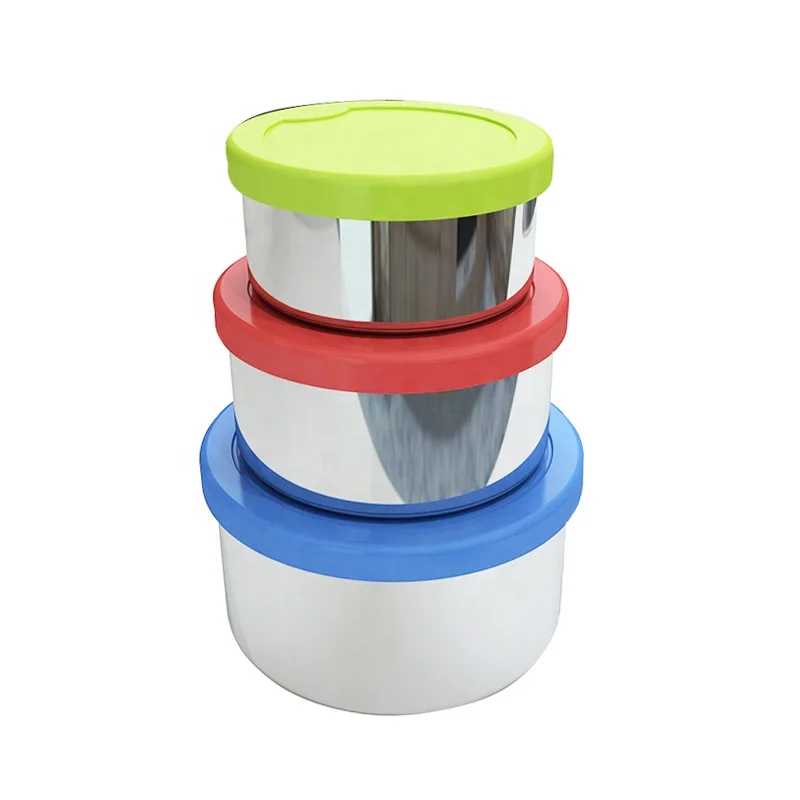 

children stainless steel kids round food snacks box stackable kid containers snack container, Customized color