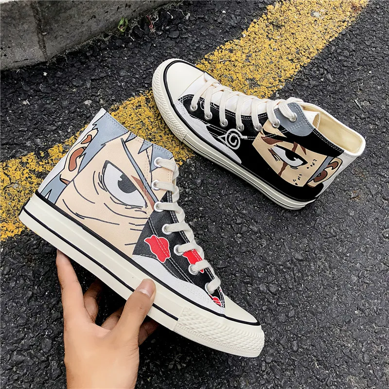 

Casual Vulcanized Skateboard Shoes Fashion Trendy High Top Anime Canvas Shoes for Men