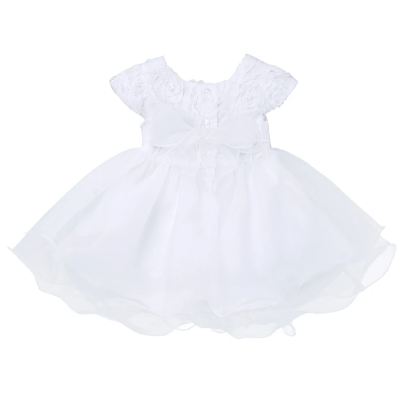 

New Arrived Baby Princess Dress White Flower Wedding Party Christening Birthday Party Gown