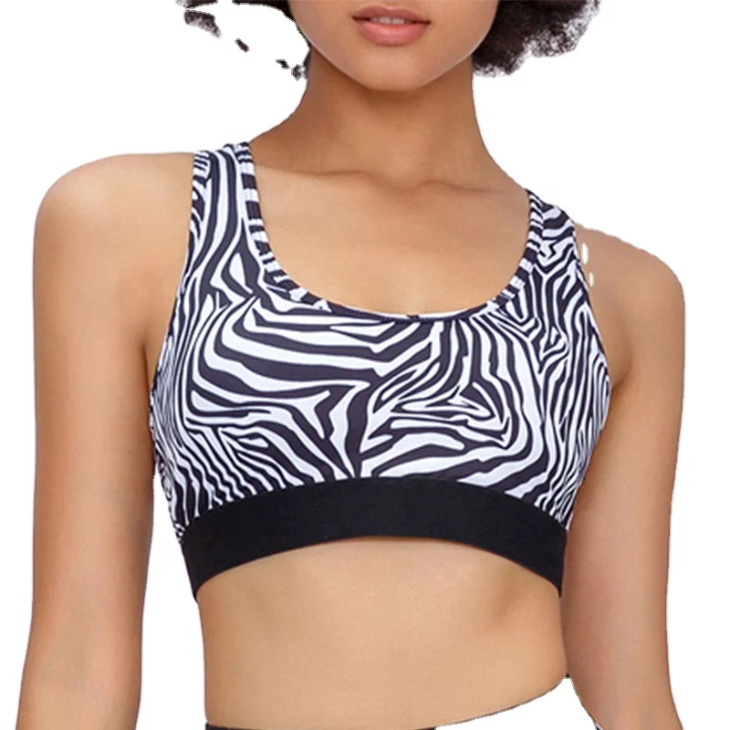 

High Quality Zebra Pattern Sports Bra Gym Activewear Bra Workout Bras Fitness Yoga Running