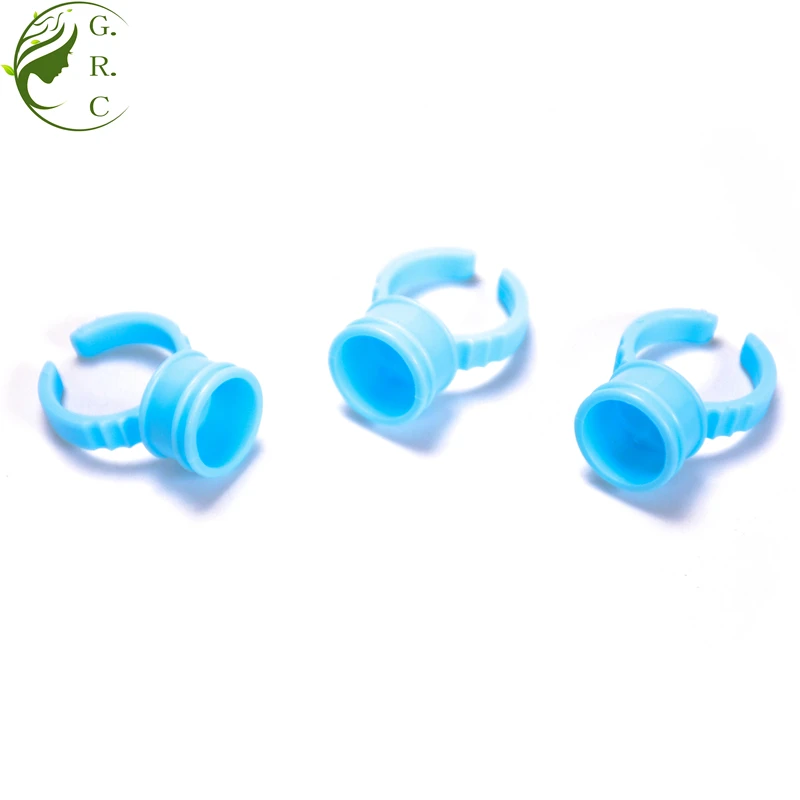 Disposable Plastics Round Heart Shape Pink Blue Gold Glue Ring Eyelash Extension Glue Holder Blooming Cup Glue Rings