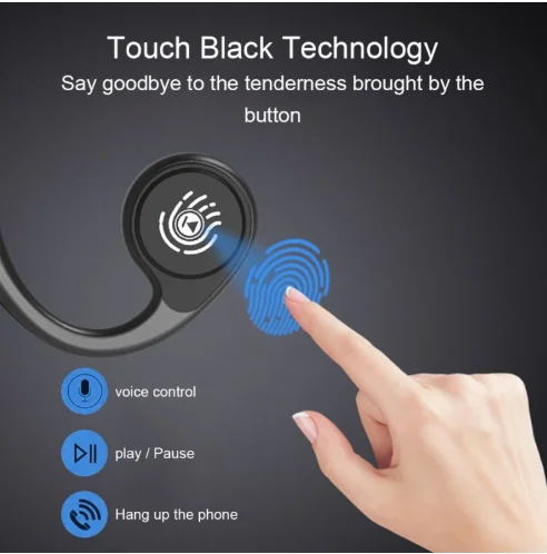 Sport Bone Conduction Bluetoth Headset Wireless with Microphone Touch Type Bilateral Stereo Waterproof USB 5.0 earphone - ANKUX.COM