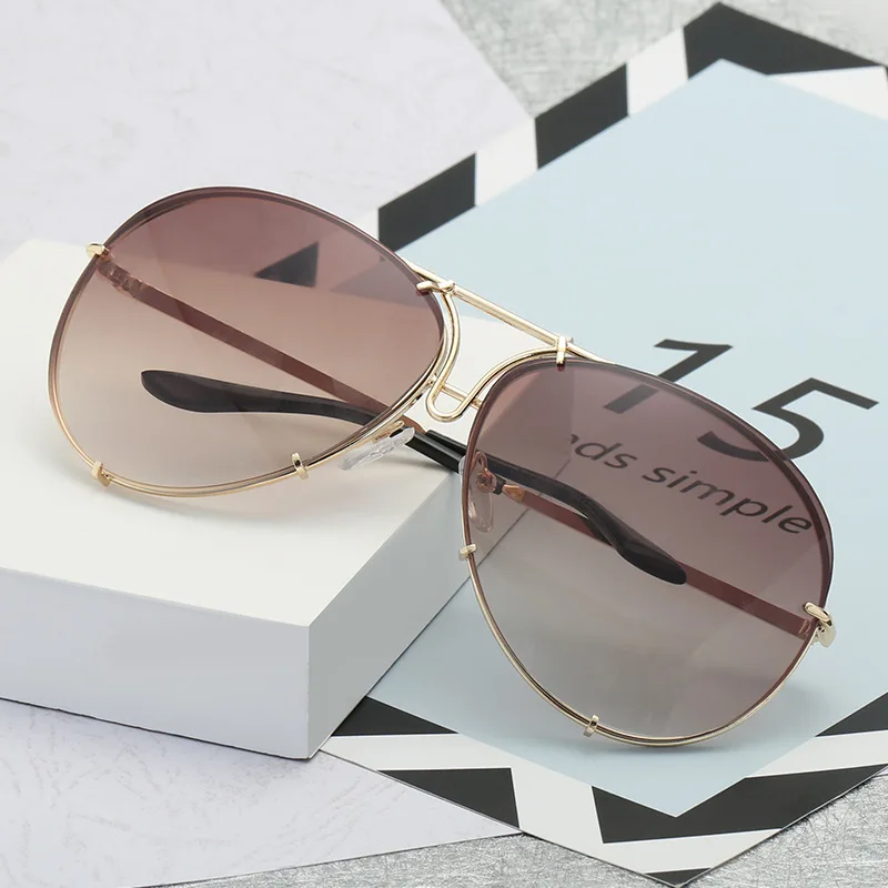 

2024 Latest model vintage design eyewear for ladies fashion custom logo sunglasses newest metal big frame sun glasses wholesale