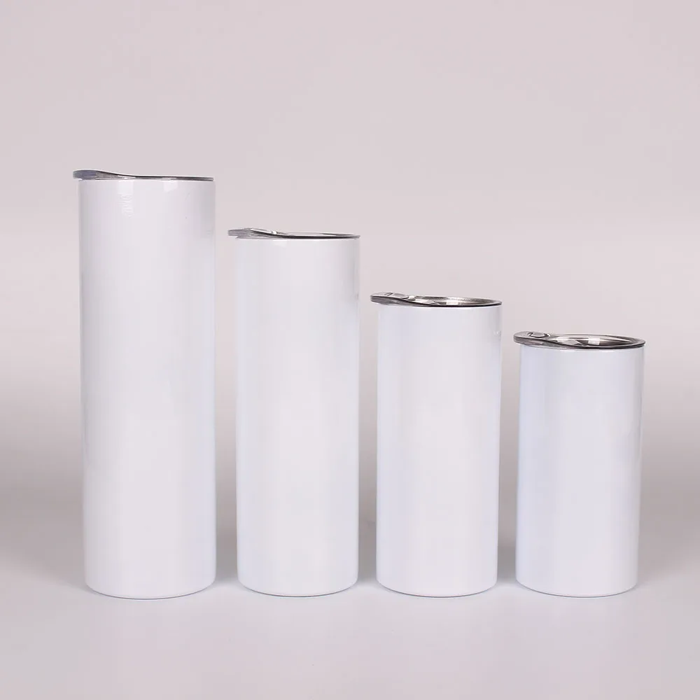 

TJS Sublimation blanks 20oz skinny straight sublimation tumbler cups, White