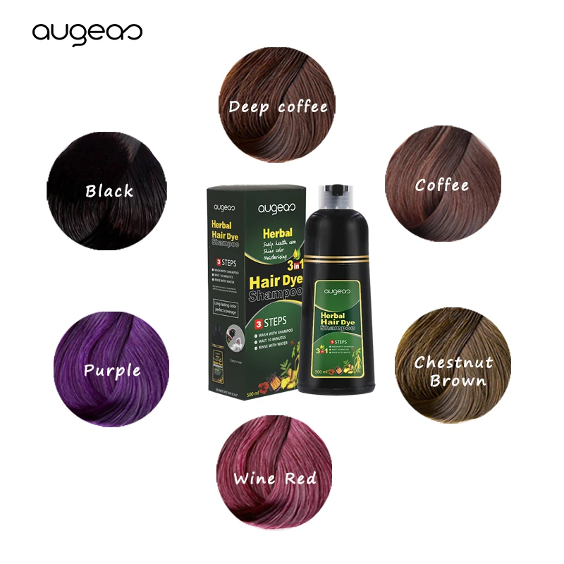 

Best Augeas Hair Dye Guangzhou Meidu Wholesale Ammonia Free 5Min Magic Dye Natural Fast Black Hair Color Shampoo For Grey Hair, 7 colors