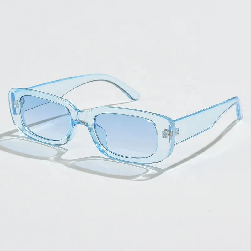 

2022 Retro mens square clear transparent frame sunglasses UV400 rectangle shades for women, 21colors for choose