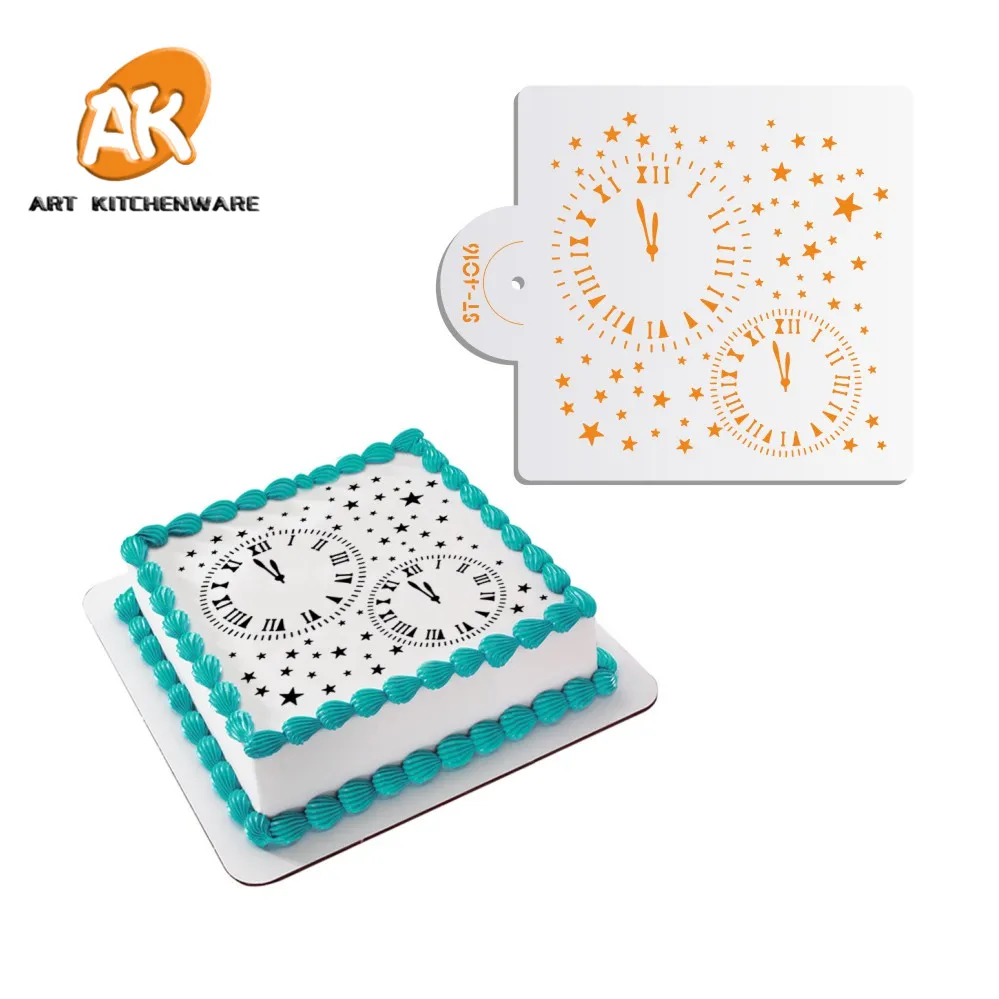 

AK Custom 6" Airbrush Stencil for Fondant Cake Decorating Custom Making Laser Plastic Drawing Cake Stencils ST-4011-4019, Semitransparent white