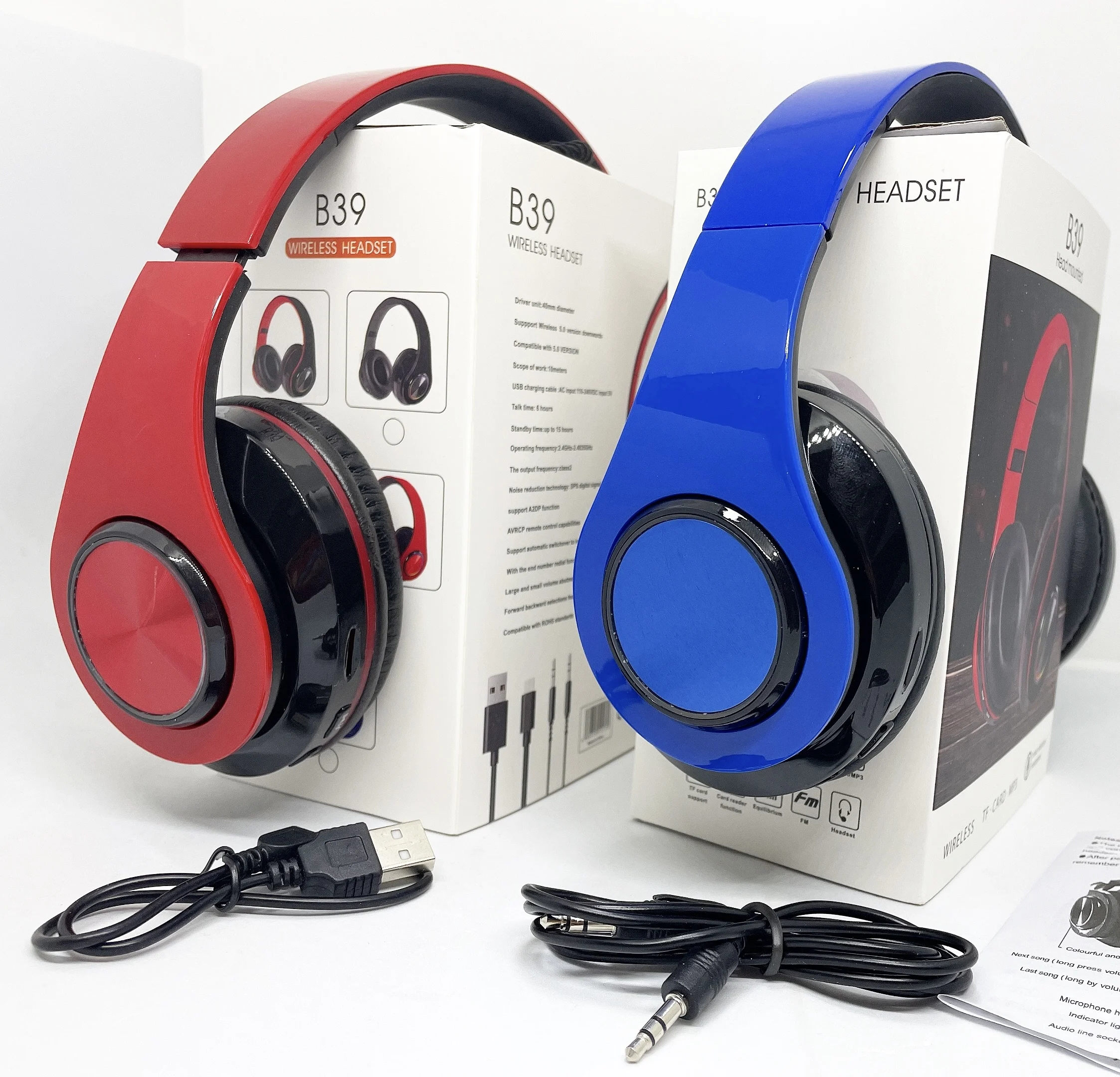 

2021 New launch B39 Foldable Wireless Headphone With SD Card Slot Receive Calls BT 5.0 Headset for Sport Games