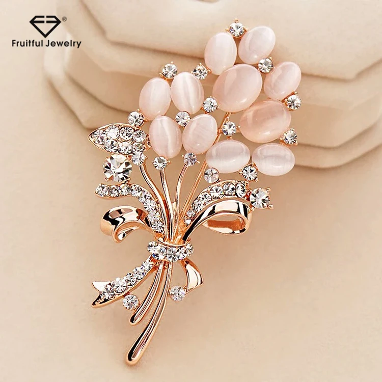 

Fashion Opal Rhinestone Crystal Flower Brooch Scarf Buckle Collar Pin Brooch Wholesale Women's