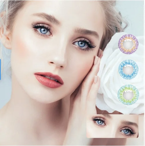 

2021 Newest Daily Soft Contact Lenses Purple 14.2mm Fashion Color Women Beautiful Contact lens, 3 colors