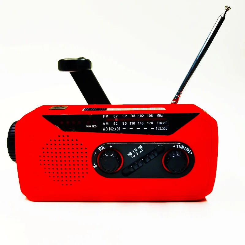 

Outdoor Emergency Power Bank Camping Hiking USB Charging Radio Solar Hand Crank Earphone Jack Portable Radio, Customerzied