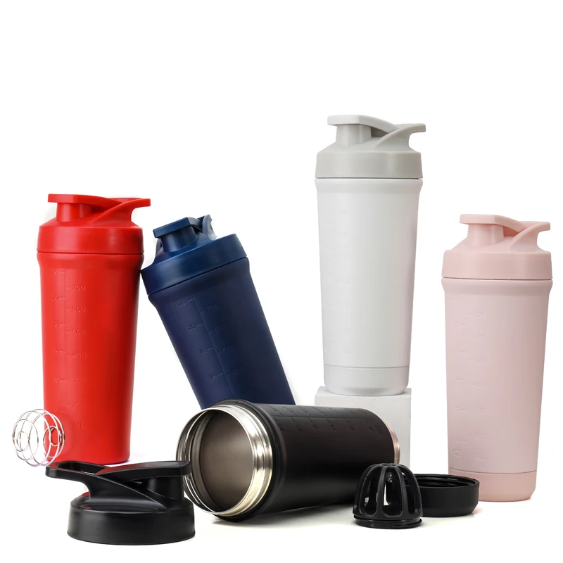 

Low MOQ 800ml Creative Sport Protein Shaker Bottle, Custom Stainless Steel Shaker Cup with Removable Bottom, Customized color