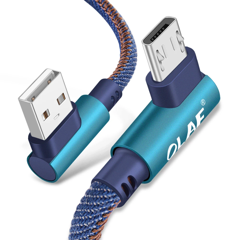 

OLAF 90 Degree 1m Bend Cell phone fast charging usb cable for micro, Multi color