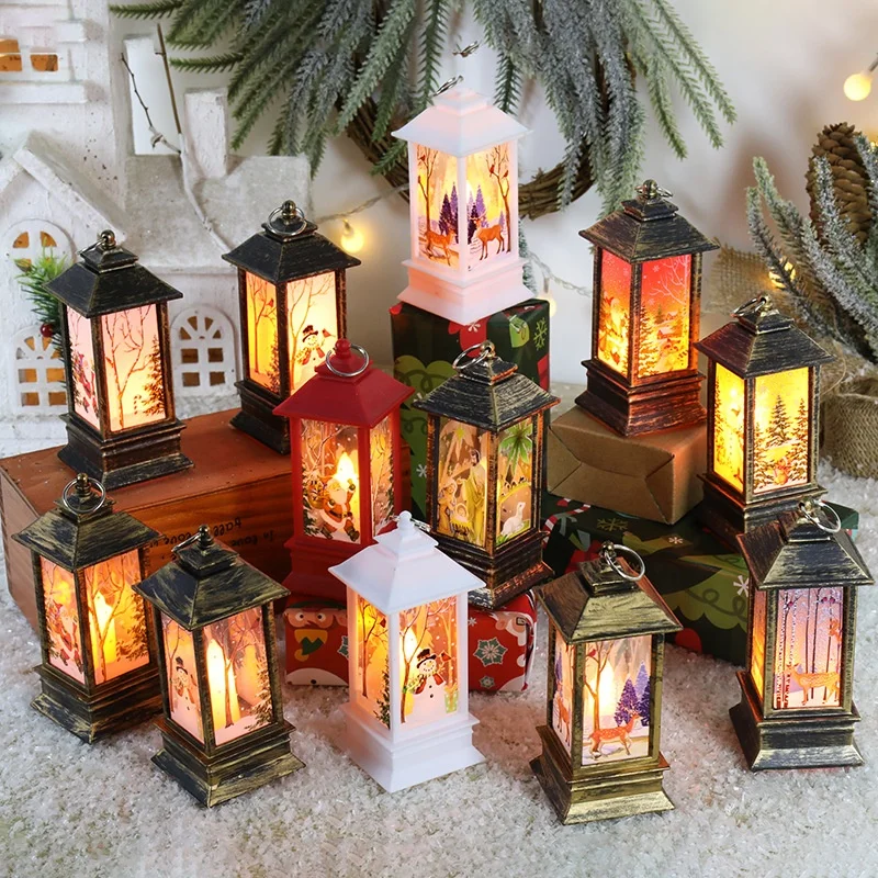 

LED Christmas plastic lantern candlestick LED lamp night light snowman decoration desktop christmas lantern