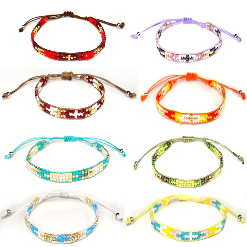

19 Styles Simple Style Boho Handmade SEED Beads Fashion Friendship Crystal Women Charm Wristband Bangles Bracelets