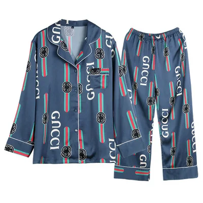 

Summer new style ladies shirt silk print pajamas suit, 17 colors