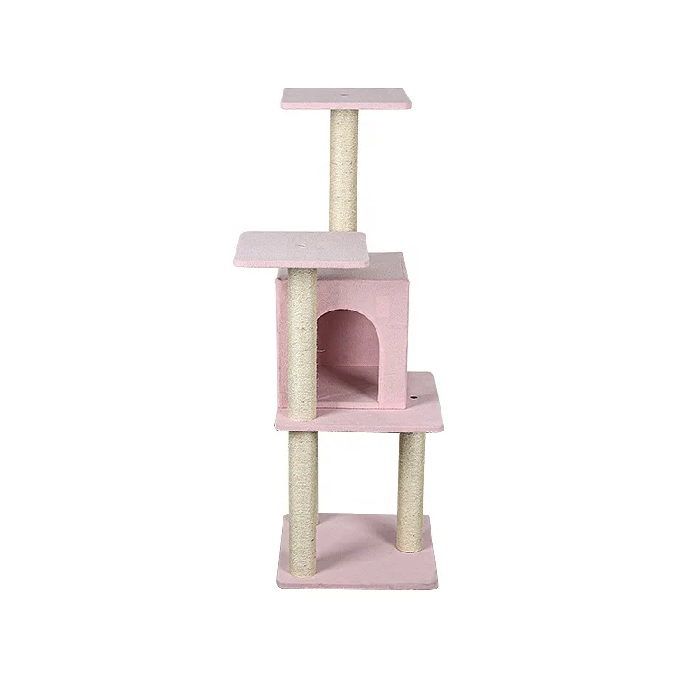 

Multi-Level Cat Condo with Hammock and Scratching Posts for Large Cats Kittens Tall Cat Climbing Stand with Plush Perch Toys