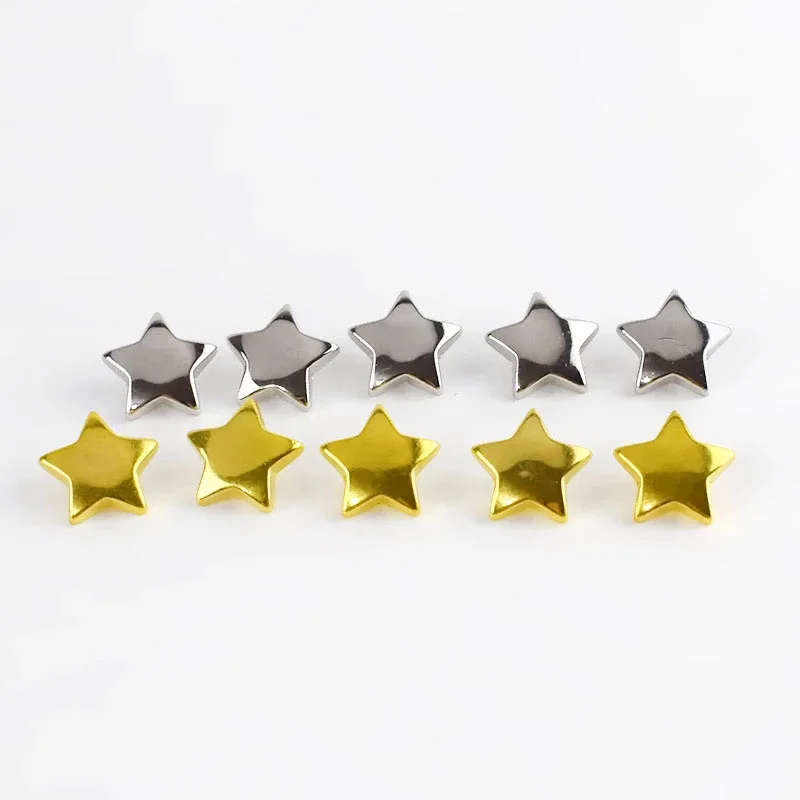 

Meetee ZK730 15mm High-end Electroplating Star Buttons Golden Plastic Five-pointed Star Rivet Button For Garment Sewing