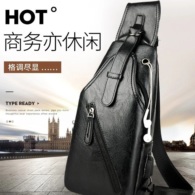

Hot Male Anti Theft Cross Chest PU Leather Sling Bag For Men, Brown black