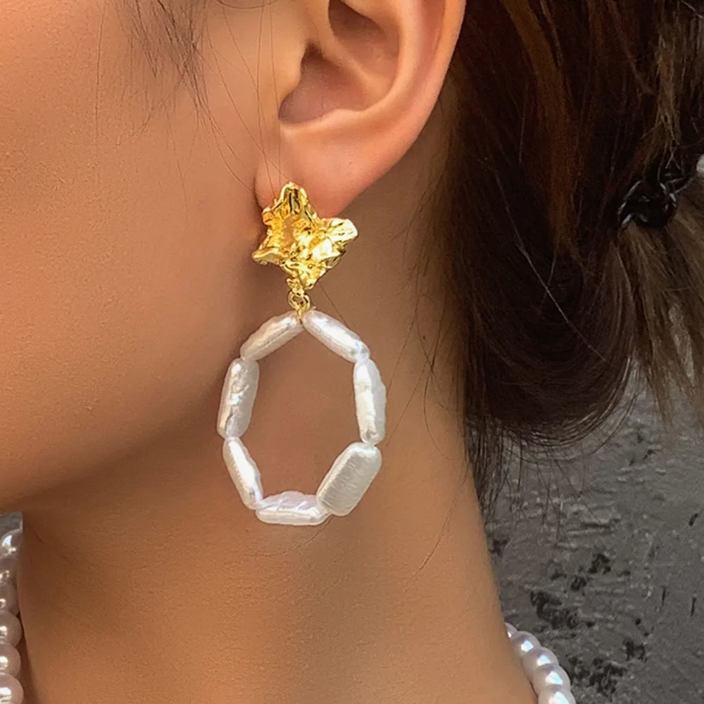 

Creative retro simple circle pearl earrings