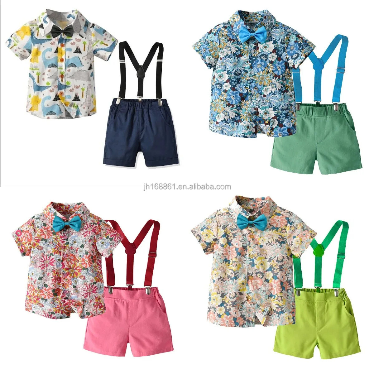 

Wholesale summer cotton baby boy clothing set formal baby 1 birthday party clothing set T-shirt + pants children's cloth set, Picture