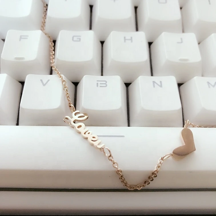 

Wholesale Luxury Stainless Steel Necklace Rose18k Gold Plated Love Heart Pendant Link Chain Necklace Titanium Jewelry Women