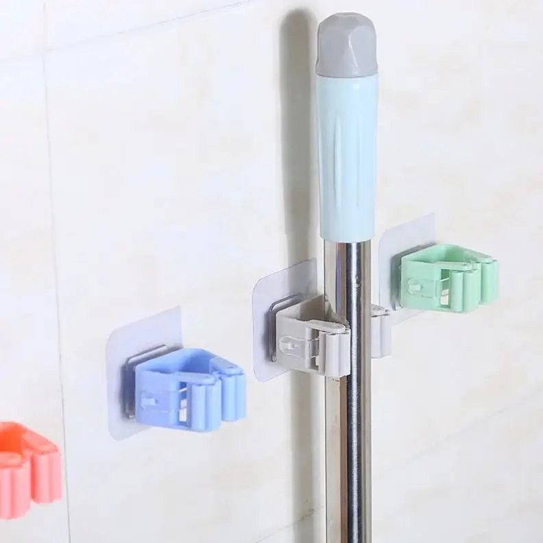 

Wall Mounted Mop Organizer Holder Brush Broom Hangers Bathroom Suction Hanging Pipe Hooks Household Tools 100, Solid