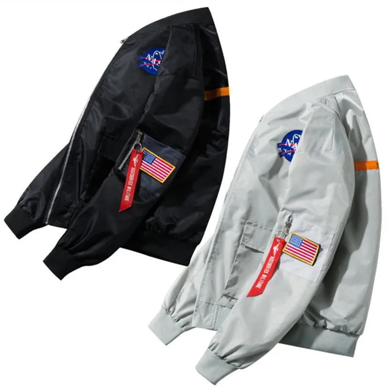 Factory Custom Wholesale Baseball Style Hip Hop Men's Jacket NASA Bomber Plus Size with Cartoon Pattern