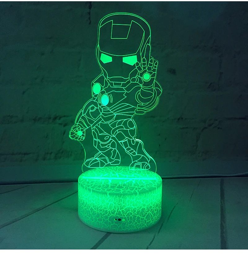 Creative 3D marvel iron man rechargeable LED small night lights Xmas Toy Gift  for boys