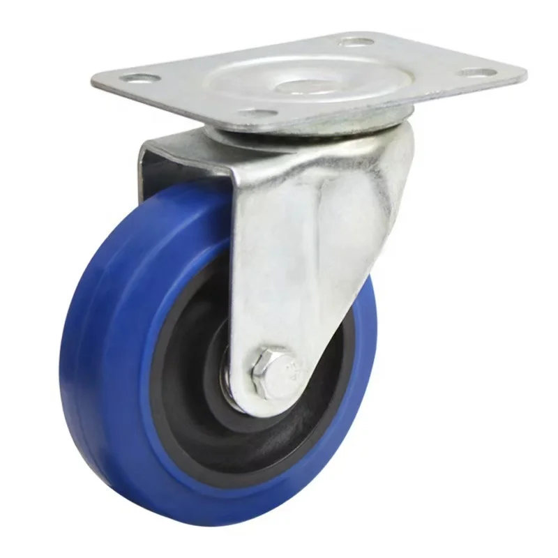 Blue Heavy Duty Steel 3.5/4/5 Inch Industrial Furniture Castor Wheel Swivel Trolley Rubber Wheel with Brake
