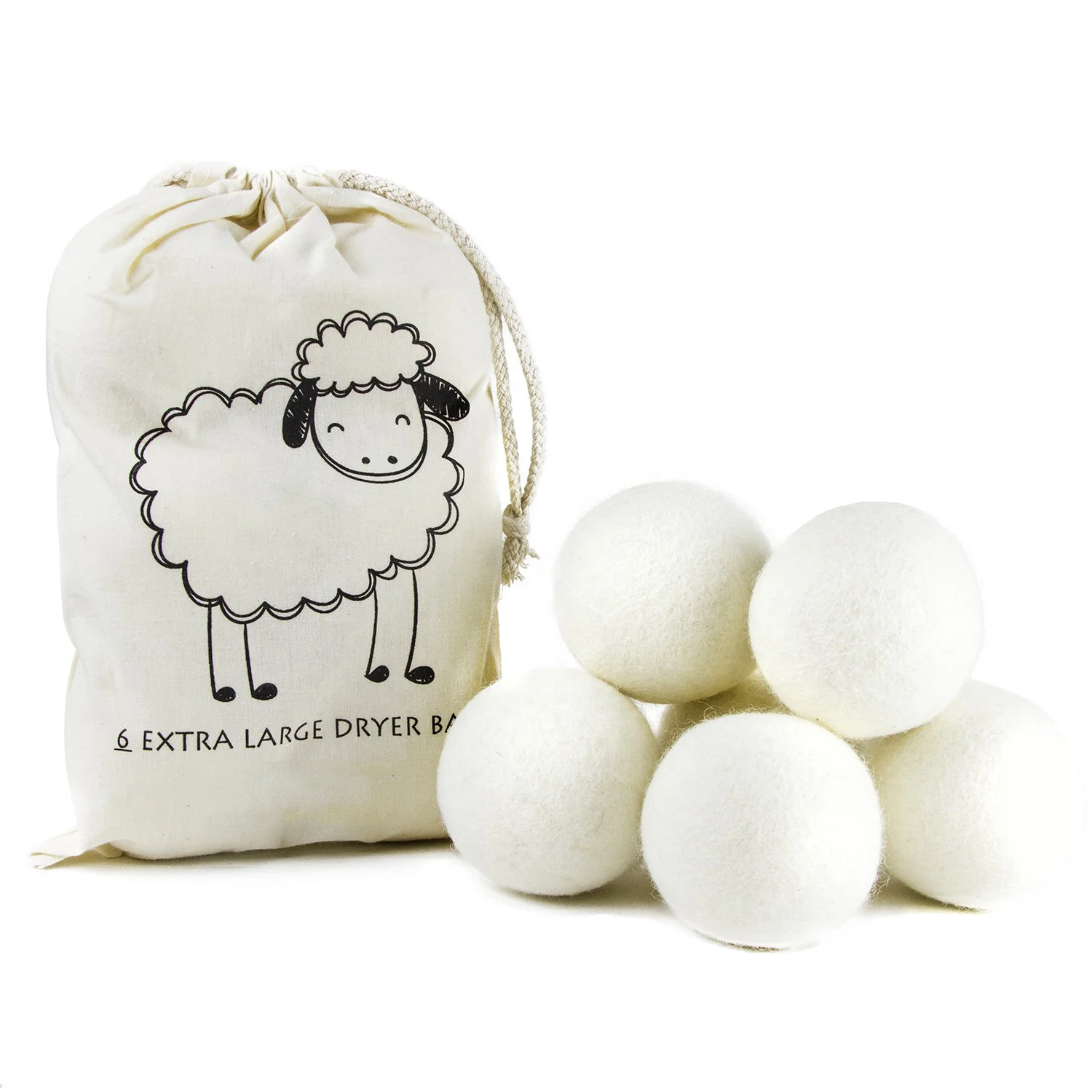 

6-Pack XL 100% New Zealand Wool Dryer Balls wholesale wool dryer balls with FBA DDP service, Nature white,gray,customized