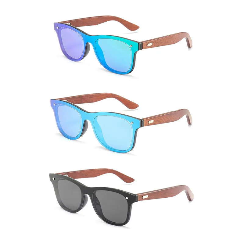 

New High-end Mirror Men Driving Sun Glasses With Rosewood Temples Classical Rivet PC Sunglasses