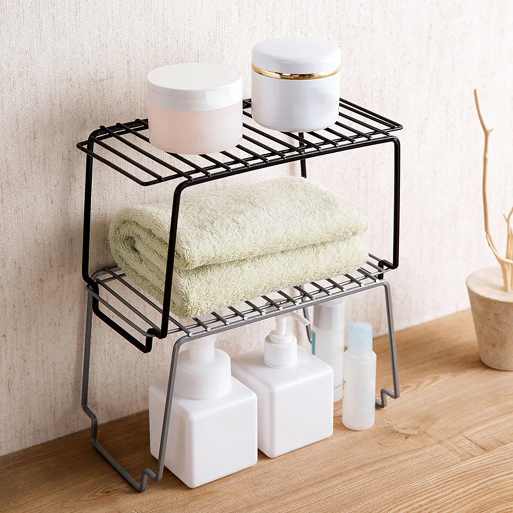 

Wrought iron kitchen multifunctional superimposed simple space-saving storage rack, White