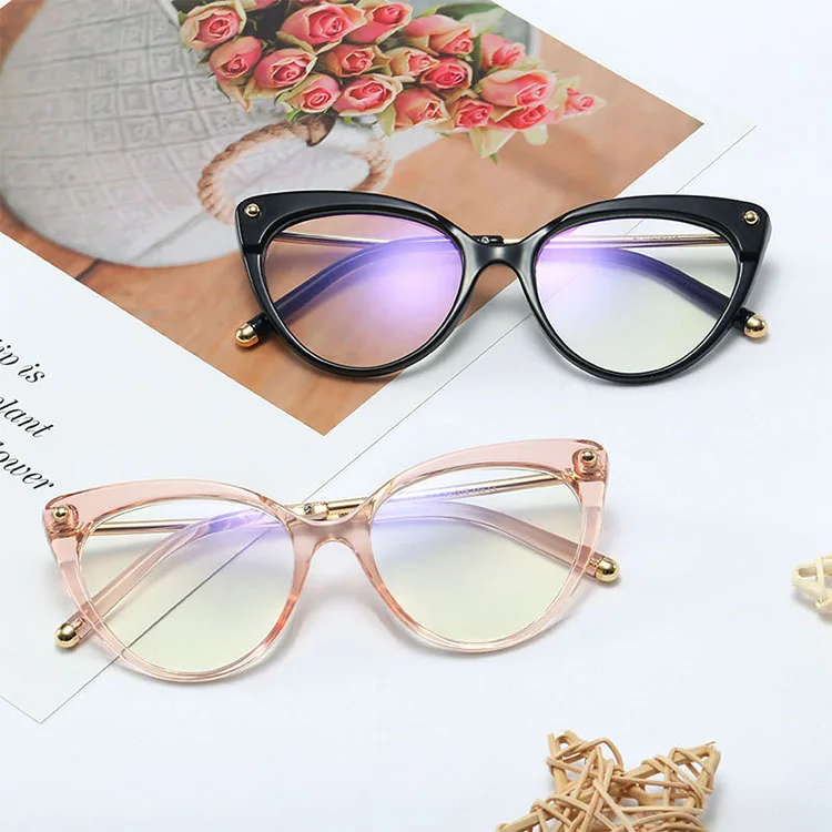 

2022 New Fashion TR90 Cat Eye Ladies Eyeglasses Frame Popular Style Computer Glasses Women Blue Light Blocking Glasses, 6 colors