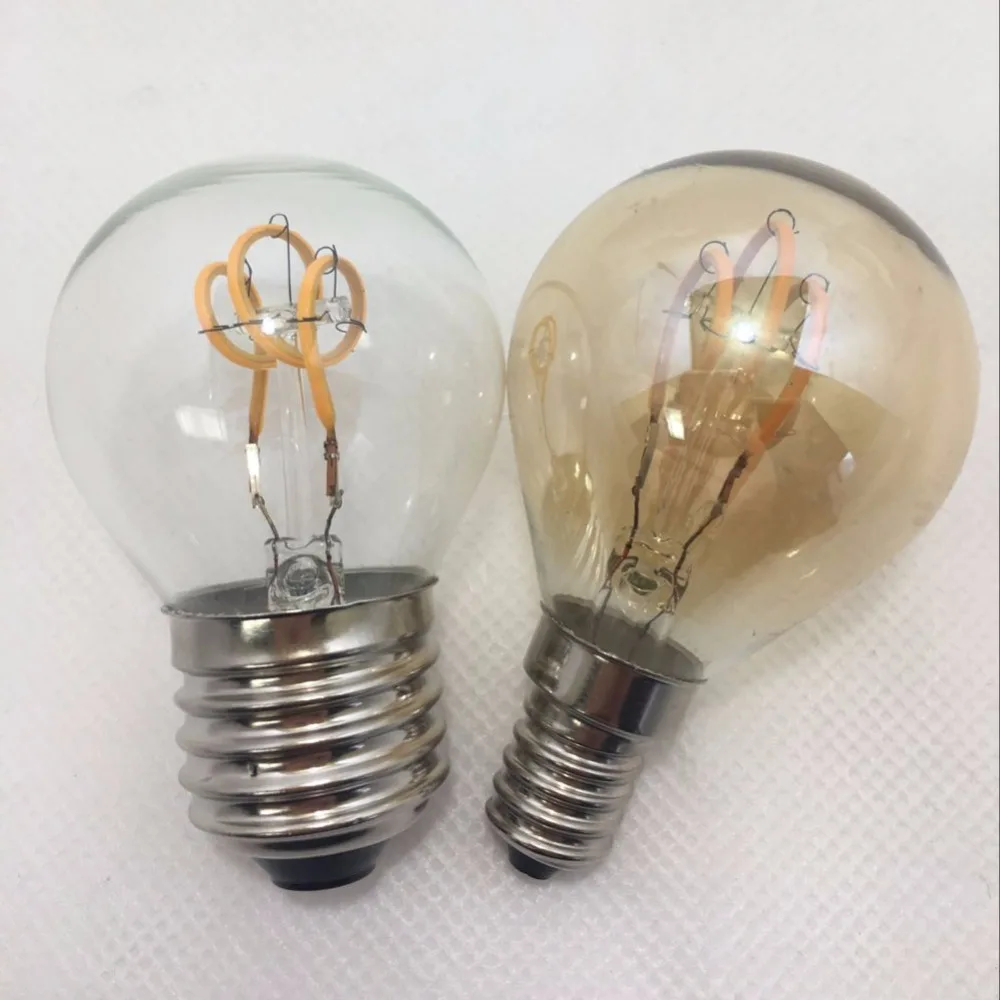 Vintage Amber Glass 6w  Warm White G45 E27  Spiral Dimmable LED Filament Golf Ball Bulb