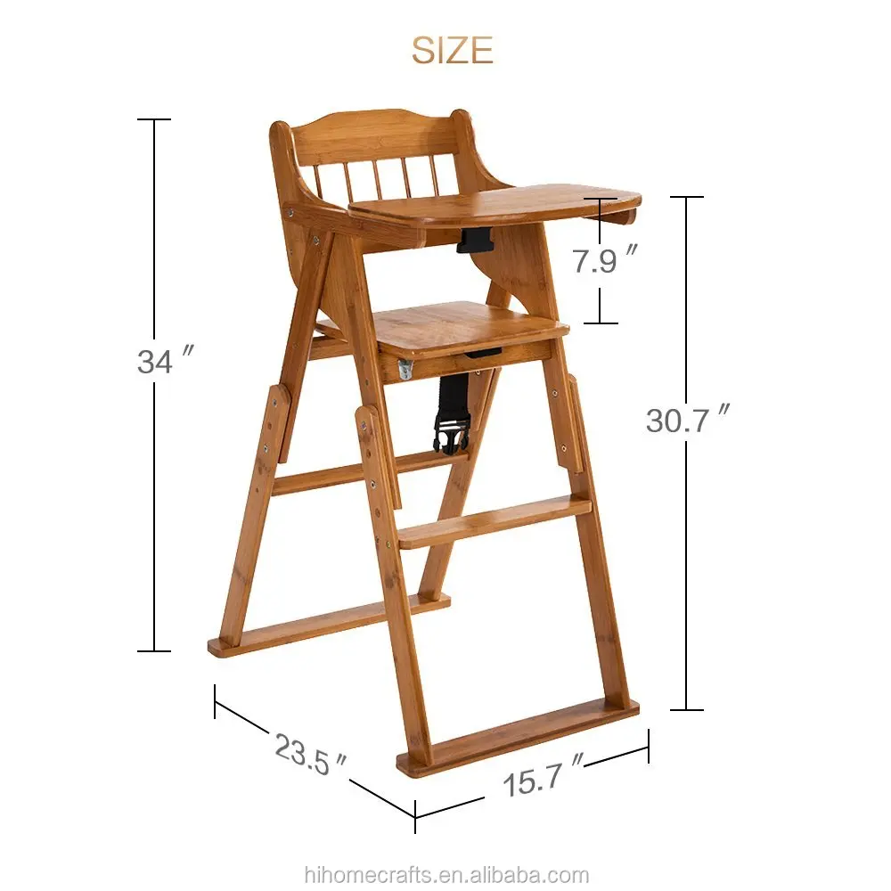 Baby Wooden Folding High Chair With Tray Adjustable Height Chair Buy