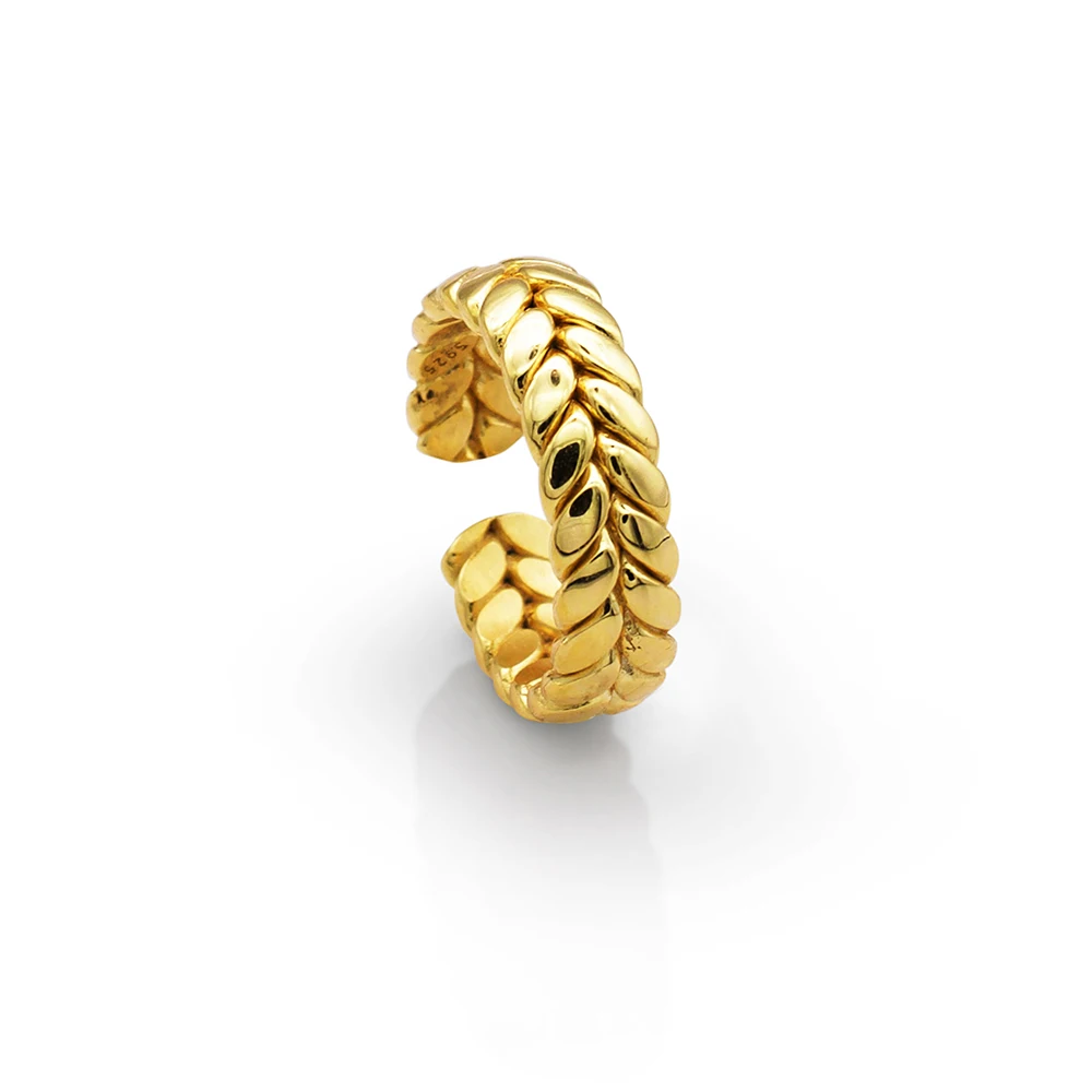 

18k gold plated 925 sterling silver twisted braid shape  ring, Yellow gold and white gold