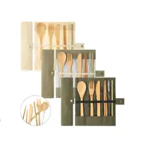 

Eco-friendly Reusable Bamboo Cutlery Set Bamboo Utensil Include Knife Fork Spoon Chopsticks Reusable Straw for Travel Picnic