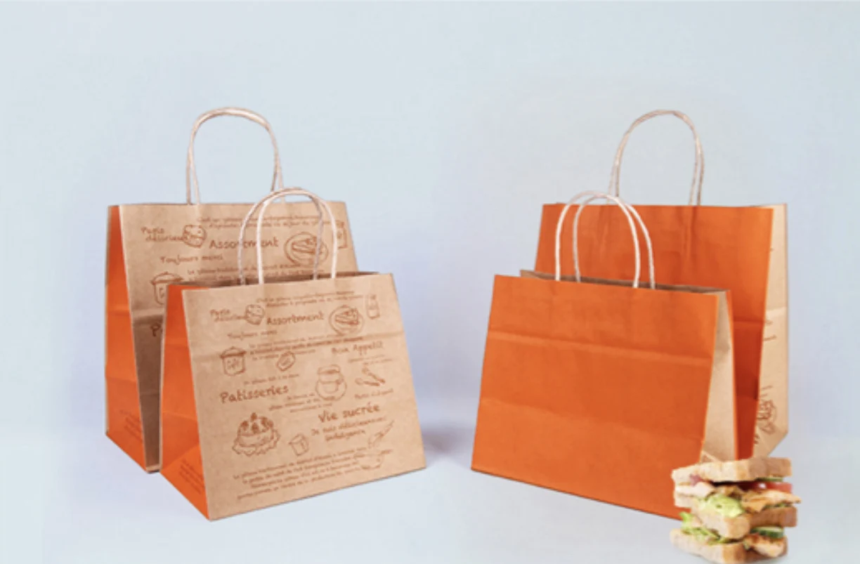 定制带扭曲纸柄的快餐袋,价格便宜的防水牛皮纸袋 - buy cheap kraft