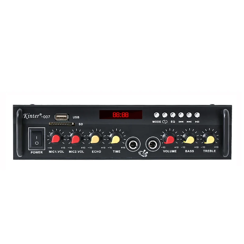 Kinter-007 2 channel Stereo Amplifier support BT USB SD FM MIC home karaoke audio amplifier